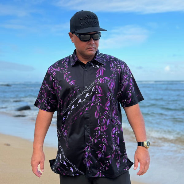 Born Hawaii Aloha Shirt MAILE ALOHA SHIRT PURPLE