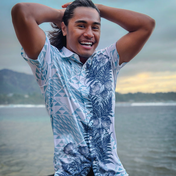 Born Hawaii Aloha Shirt PAPAHI ALOHA SHIRT SEAFOAM