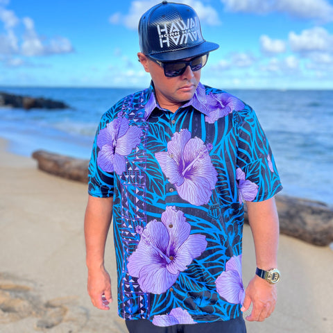 Born Hawaii Aloha Shirt VINTAGE ALOHA SHIRT PURPLE