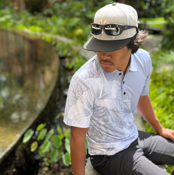 Born Hawaii Polo HIBISCUS GREY POLO
