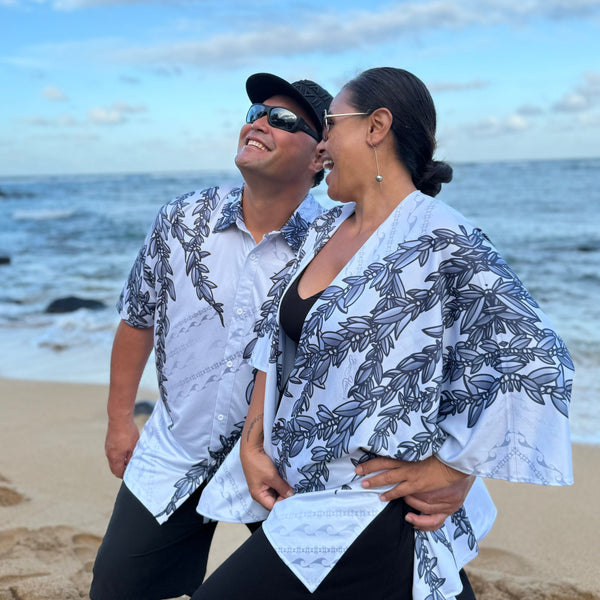 Born Hawaii Womens MAILE KIMONO GREY