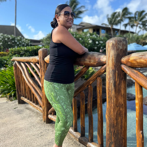 Born Hawaii Womens MAILE MOKIHANA LEGGING GREEN