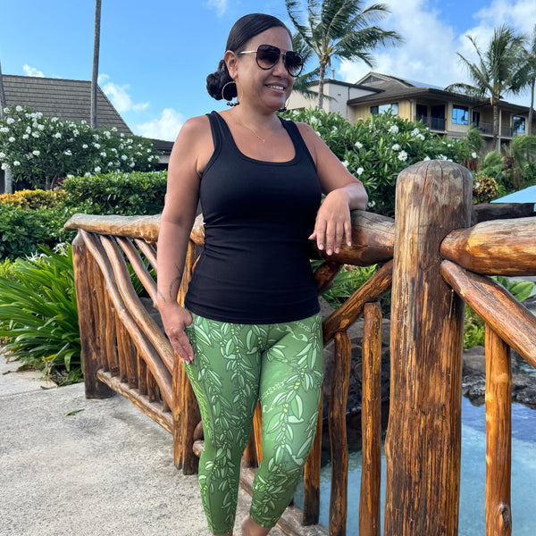 Born Hawaii Womens MAILE MOKIHANA LEGGING GREEN