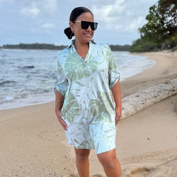 Born Hawaii Womens MINISTERA POLO DRESS SAGE