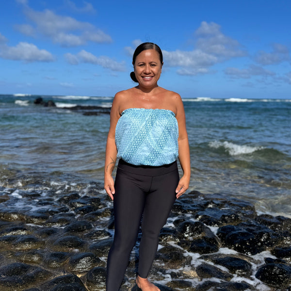Born Hawaii Womens TAPA STRAPLESS TOP TEAL