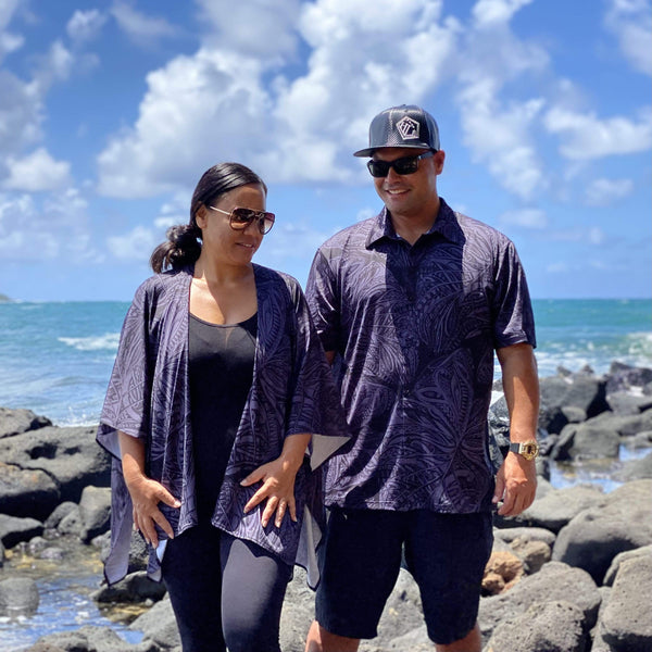 Born Hawaii Aloha Shirt KALO ALOHA SHIRT BLACK GREY