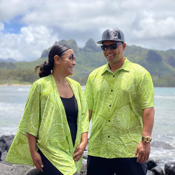 Born Hawaii Aloha Shirt KALO ALOHA SHIRT SOUR APPLE