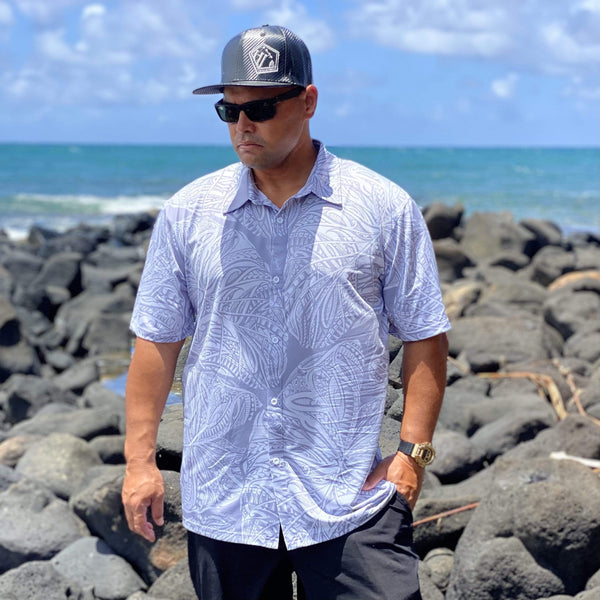 Born Hawaii Aloha Shirt KALO ALOHA SHIRT WHITE SILVER