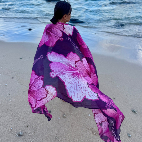 Born Hawaii Accessories HIBISCUS PAREO WINE