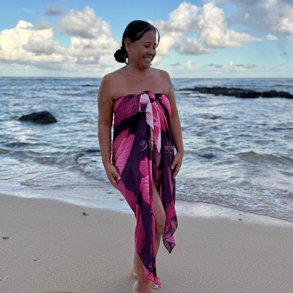 Born Hawaii Accessories HIBISCUS PAREO WINE
