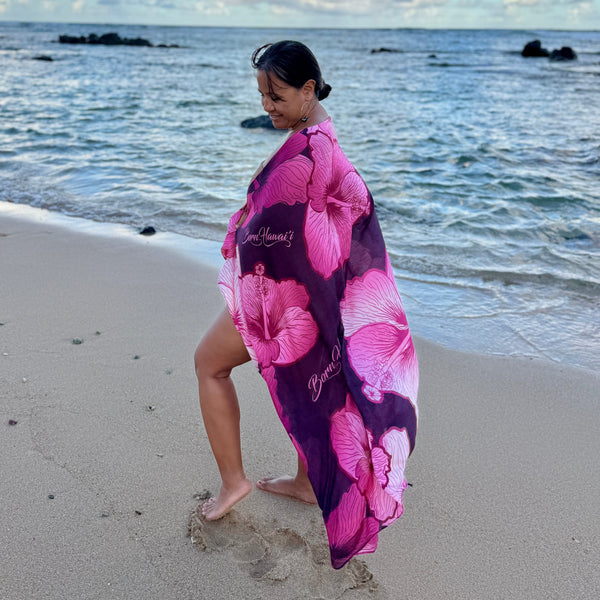 Born Hawaii Accessories HIBISCUS PAREO WINE