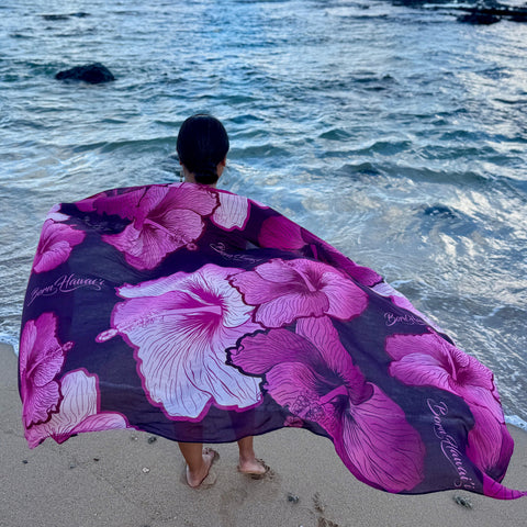 Born Hawaii Accessories HIBISCUS PAREO WINE