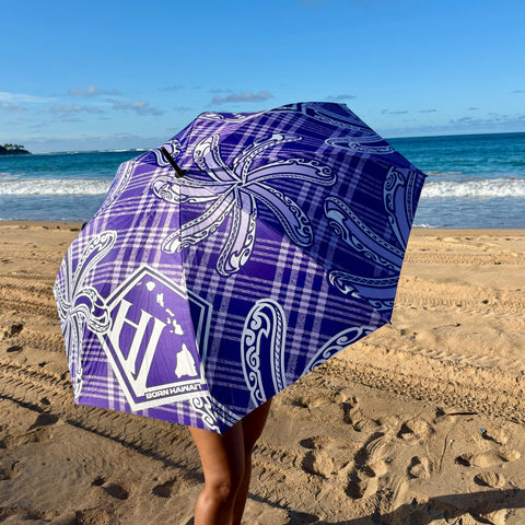 Born Hawaii Accessories PURPLE PALAKA TIARE UMBRELLA