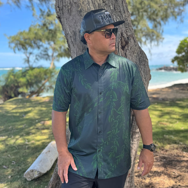 Born Hawaii Aloha Shirt MAILE ALOHA SHIRT GREEN