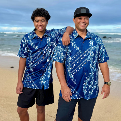 Born Hawaii Aloha Shirt MAILE ALOHA SHIRT NAVY