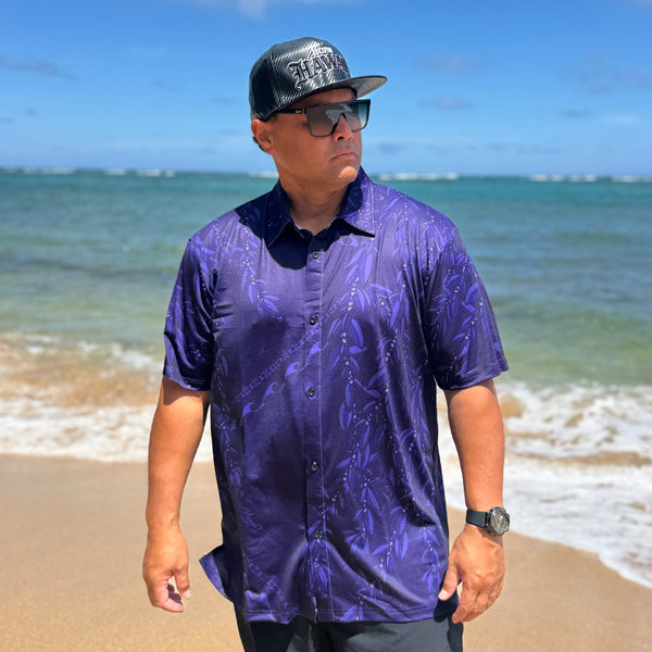 Born Hawaii Aloha Shirt MAILE ALOHA SHIRT PURPLE