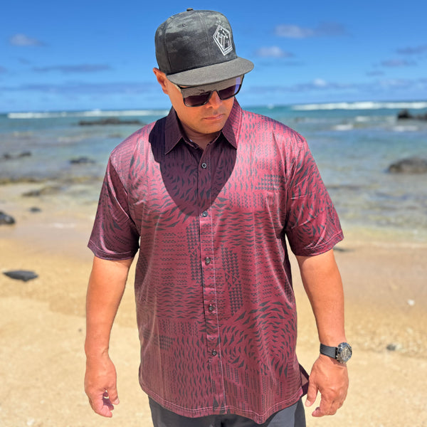 Born Hawaii Aloha Shirt MANA ALOHA SHIRT MAROON