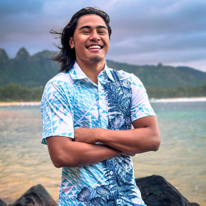 Born Hawaii Aloha Shirt PAPAHI ALOHA SHIRT SEAFOAM
