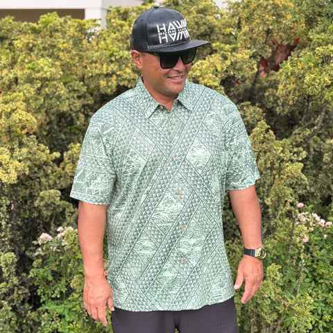 Born Hawaii Aloha Shirt TAPA ALOHA SHIRT GREEN