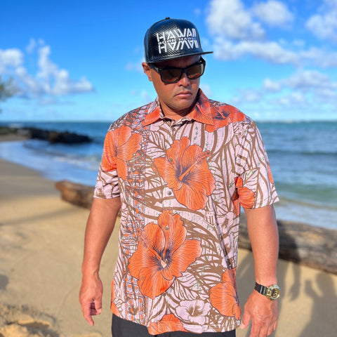 Born Hawaii Aloha Shirt VINTAGE ALOHA SHIRT ORANGE