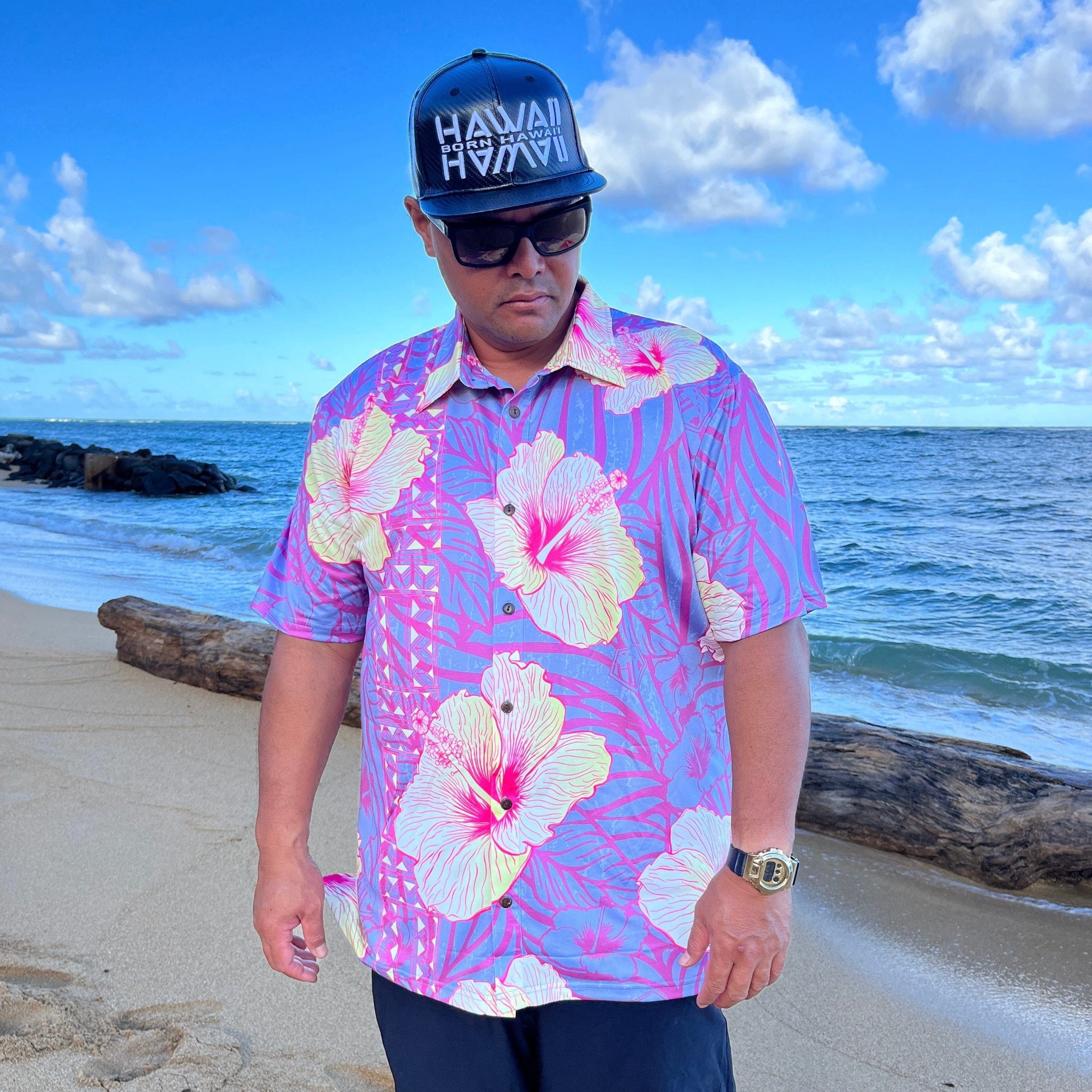 Born Hawaii Aloha Shirt VINTAGE ALOHA SHIRT YELLOW