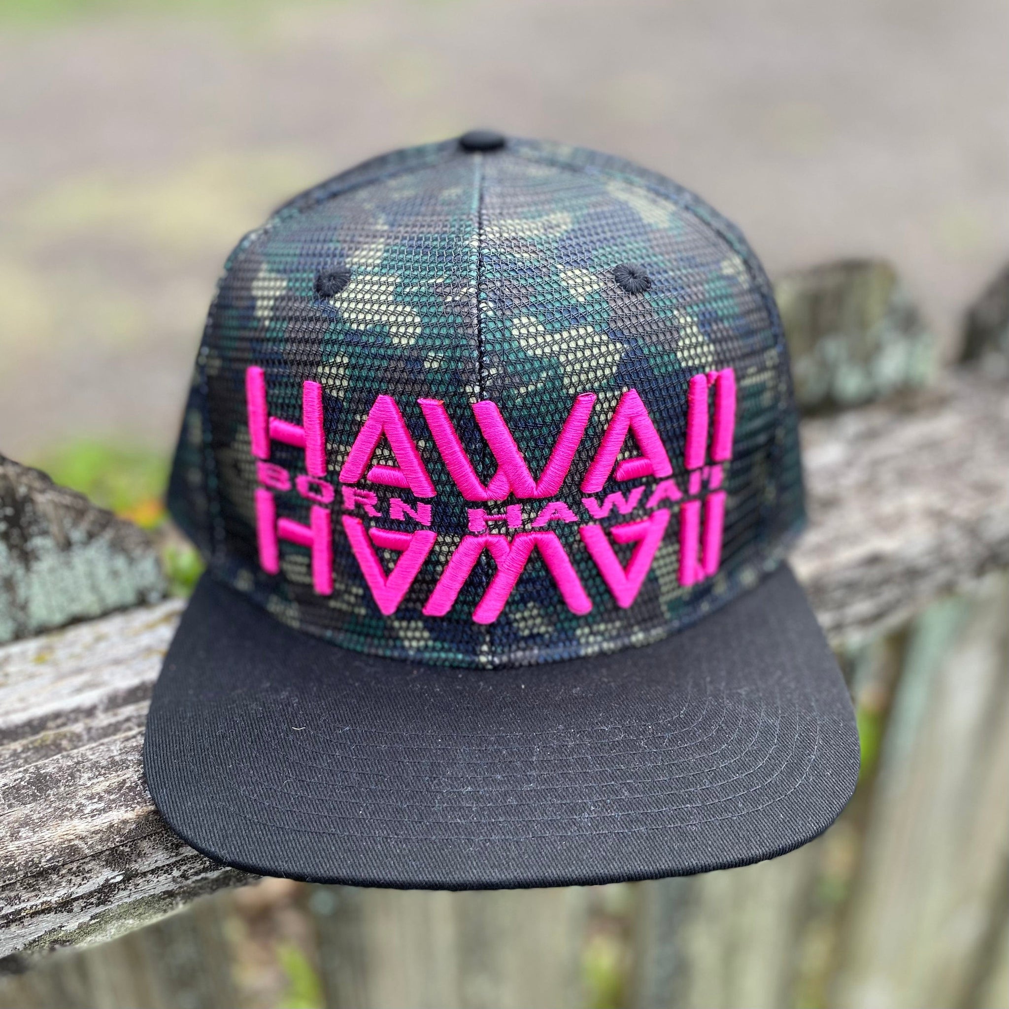 Born Hawaii Hat BHI 3D PINK CAMO MESHOVER SNAPBACK HAT