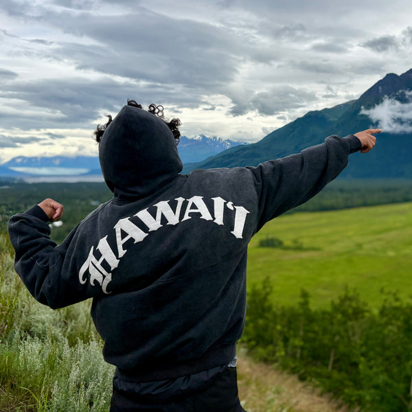 Born Hawaii Jacket ACID WASH HOODIE GREY