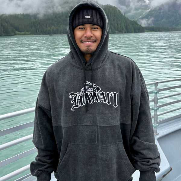 Born Hawaii Jacket ACID WASH HOODIE GREY