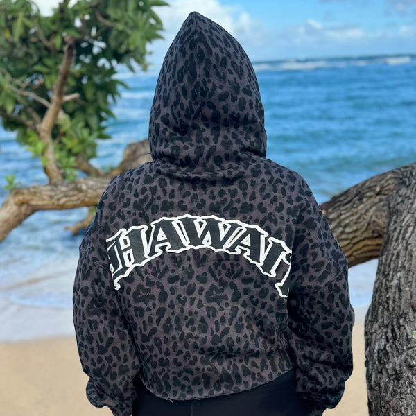 Born Hawaii Jacket CHEETAH CROP HOODIE GREY