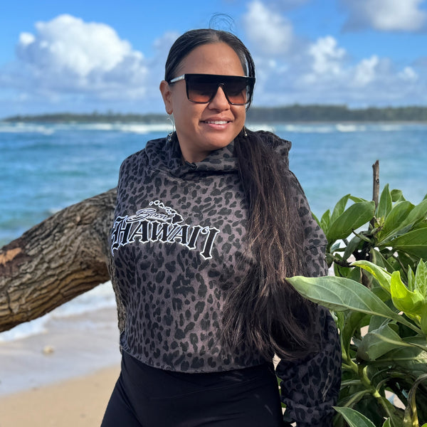 Born Hawaii Jacket CHEETAH CROP HOODIE GREY