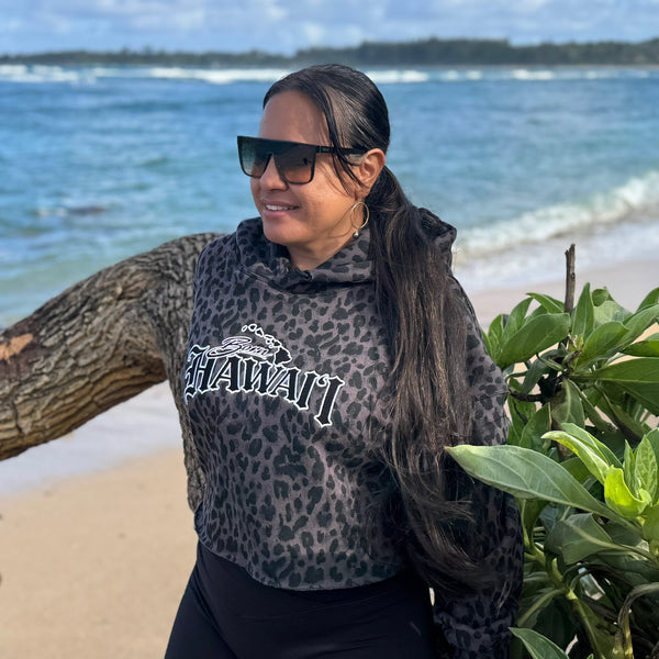 Born Hawaii Jacket CHEETAH CROP HOODIE GREY