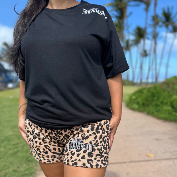 Born Hawaii Jacket LEOPARD LOUNGE SHORTS BROWN