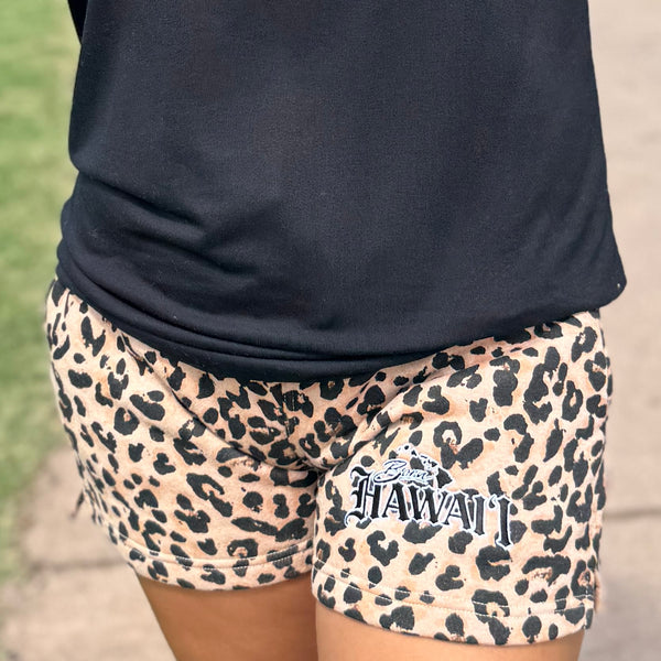 Born Hawaii Jacket LEOPARD LOUNGE SHORTS BROWN