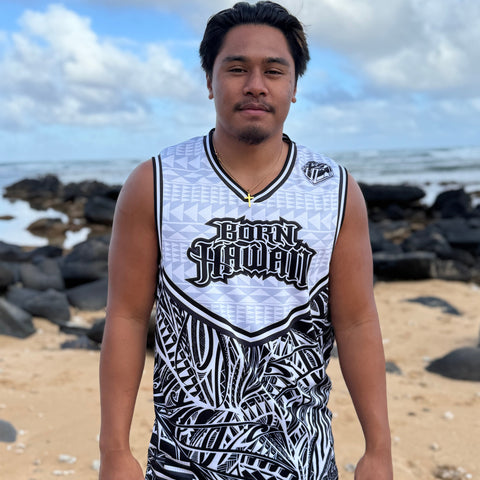 Born Hawaii Jersey Tank Top HILO TANK BLACK WHITE