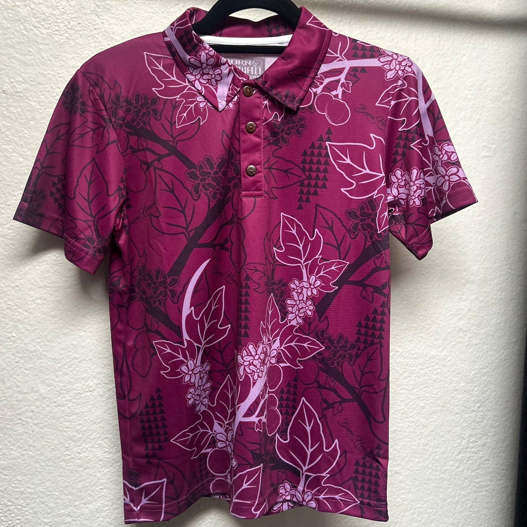 Born Hawaii KIDS YOUTH KUKUI ALOHA SHIRT BURGUNDY