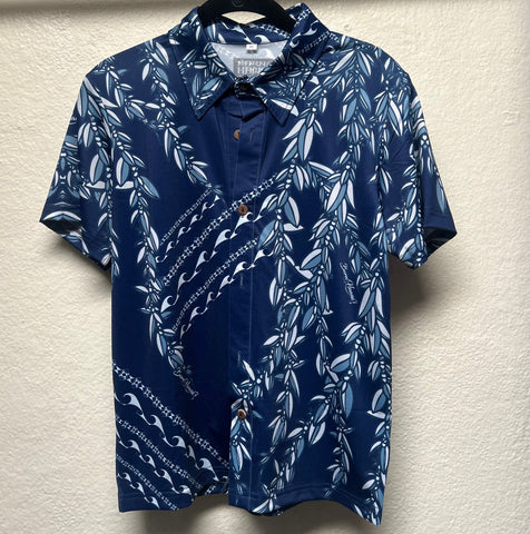 Born Hawaii KIDS YOUTH MAILE ALOHA SHIRT NAVY