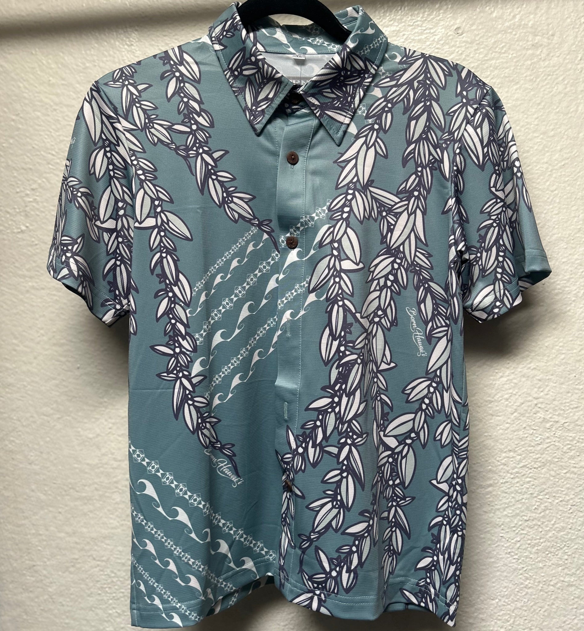 Born Hawaii KIDS YOUTH MAILE ALOHA SHIRT PISTACHIO