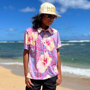 Born Hawaii KIDS YOUTH VINTAGE ALOHA SHIRT YELLOW