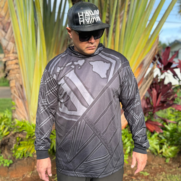 Born Hawaii Long Sleeve HAE HAWAII HOODED WARMUP BLK GREY
