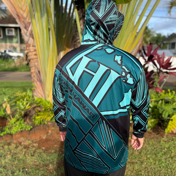 Born Hawaii Long Sleeve HAE HAWAII HOODED WARMUP TEAL