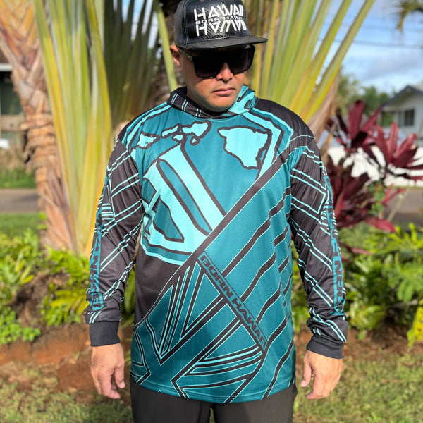 Born Hawaii Long Sleeve HAE HAWAII HOODED WARMUP TEAL