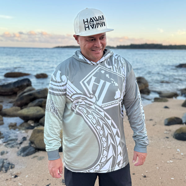 Born Hawaii Long Sleeve HEE HOODED WARMUP SAGE