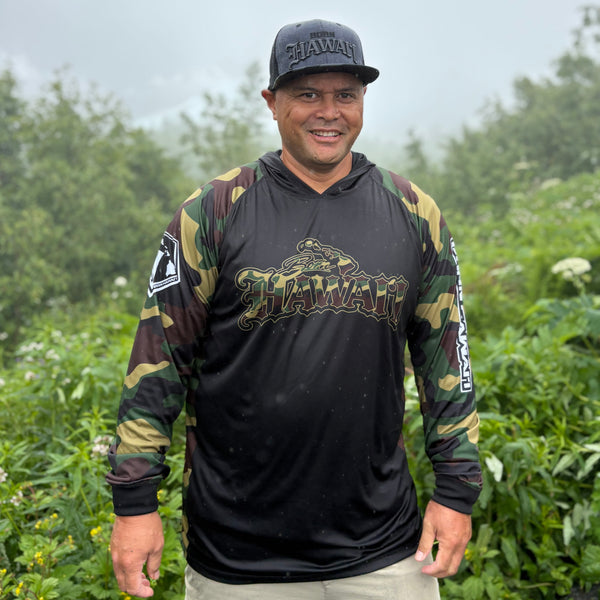 Born Hawaii Long Sleeve MAKA  LIGHTWEIGHT HOODED L/S GREEN