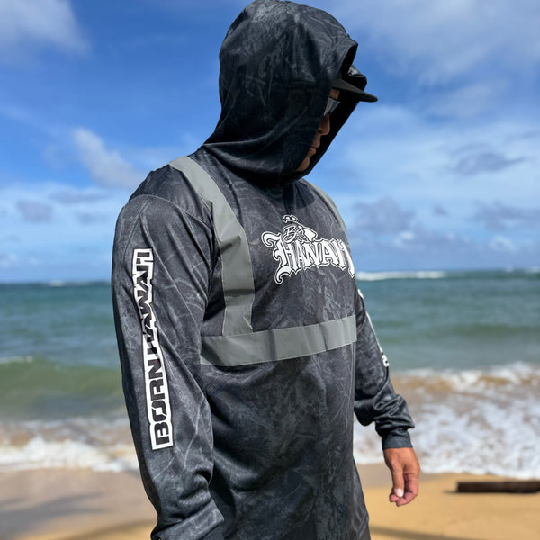Born Hawaii Long Sleeve NAHELE HOODED WARMUP BLACK