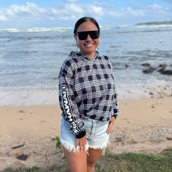 Born Hawaii Long Sleeve PALAKA HOODED WARMUP BLACK