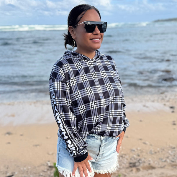 Born Hawaii Long Sleeve PALAKA HOODED WARMUP BLACK