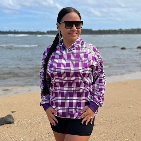 Born Hawaii Long Sleeve PALAKA HOODED WARMUP PURPLE