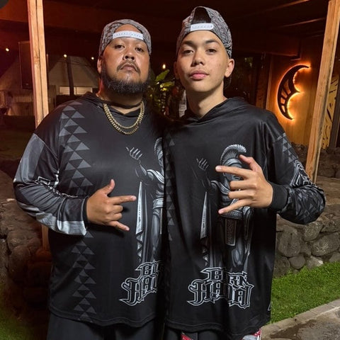 Born Hawaii Long Sleeve PRE-ORDER! ALII HOODED WARMUP BLACK GREY