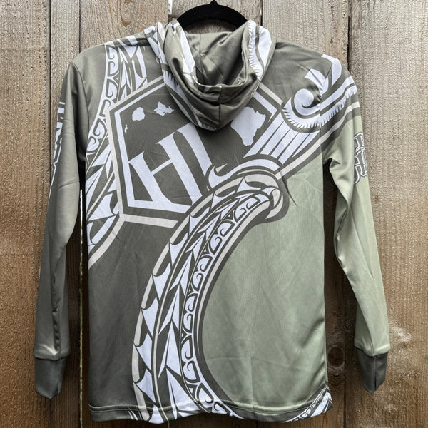 Born Hawaii Long Sleeve YOUTH HEE HOODED WARMUP SAGE