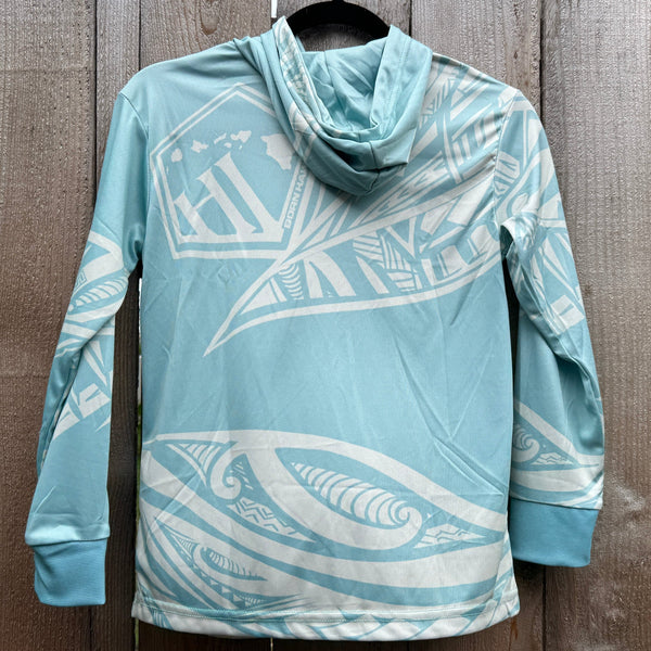 Born Hawaii Long Sleeve YOUTH MALU HOODED WARMUP ICEY BLUE